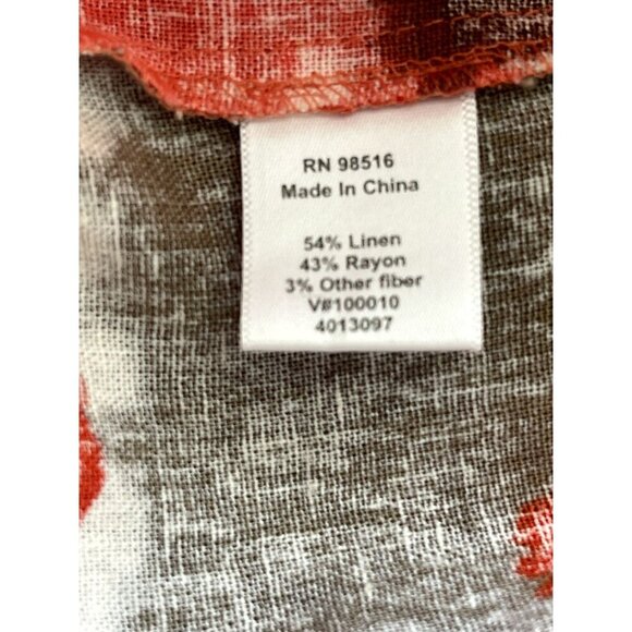 Coldwater Creek Midi Skirt XS 4-6 Ivory Pink Red Floral Linen Cottagecore NWOT - Picture 4 of 7